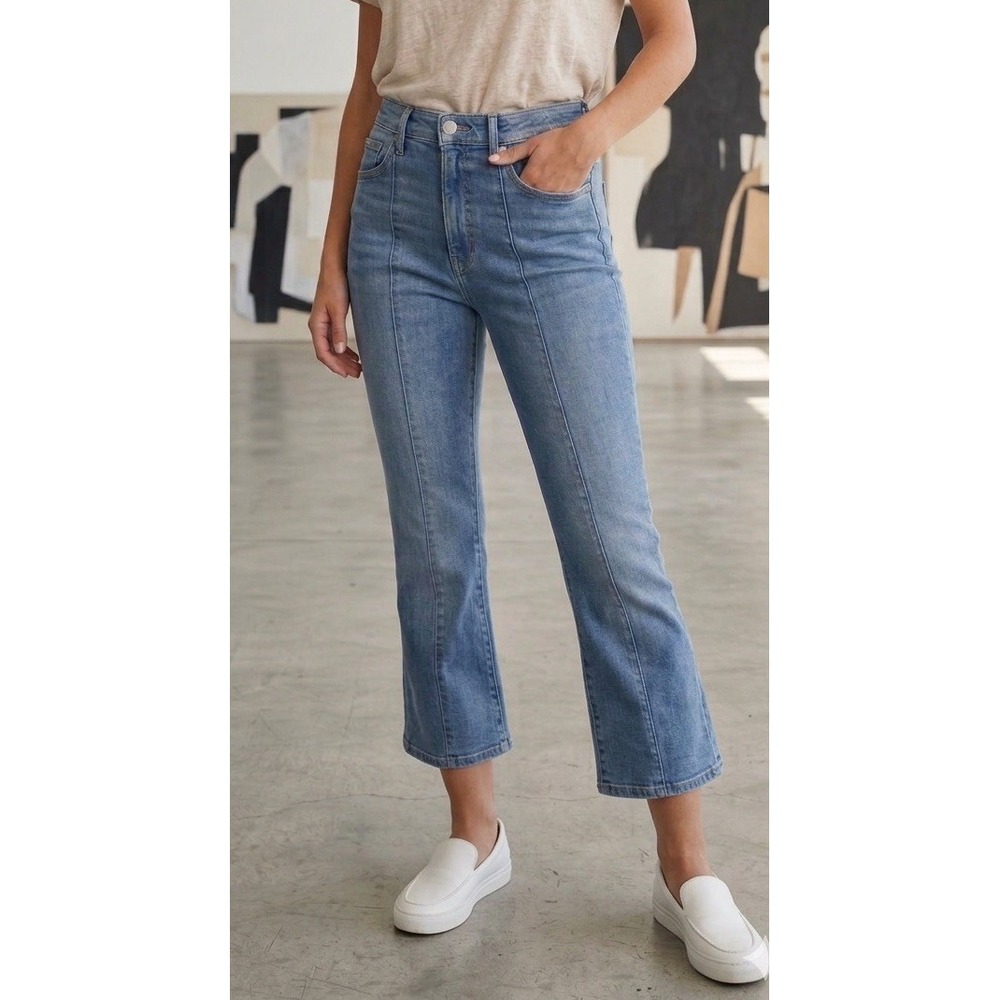 Frame Integrity Flare Light Wash Ankle Crop Stretch Jeans Size 30